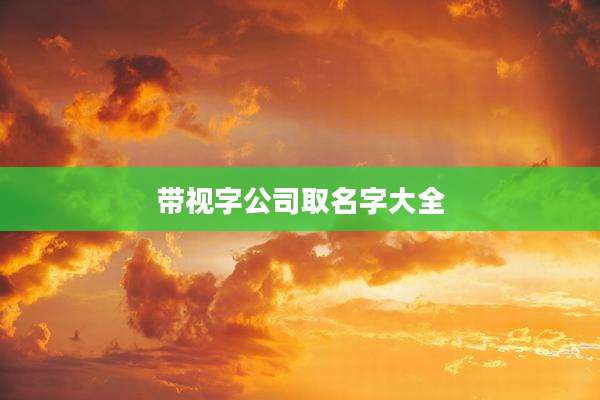 带视字公司取名字大全