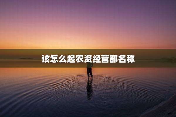 该怎么起农资经营部名称