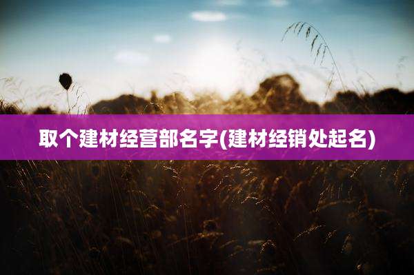 取个建材经营部名字(建材经销处起名)