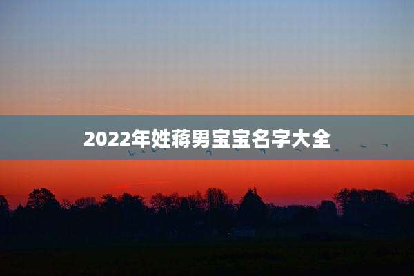 2022年姓蒋男宝宝名字大全