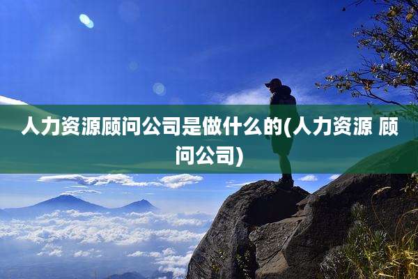 人力资源顾问公司是做什么的(人力资源 顾问公司)