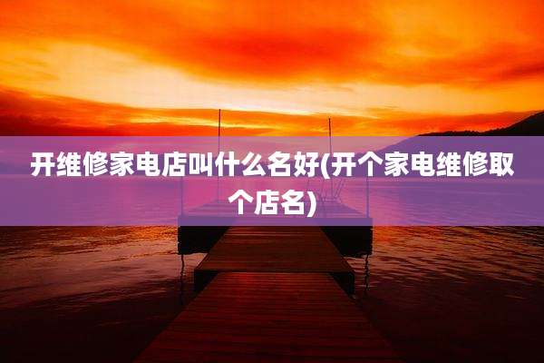 开维修家电店叫什么名好(开个家电维修取个店名)