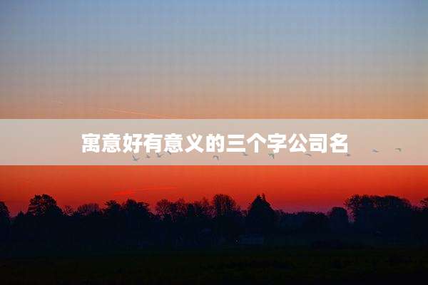 寓意好有意义的三个字公司名