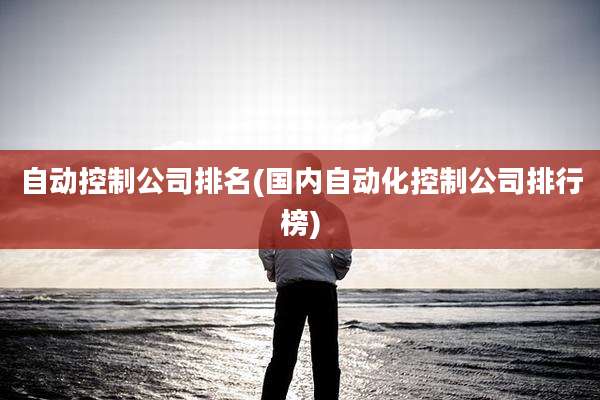 自动控制公司排名(国内自动化控制公司排行榜)