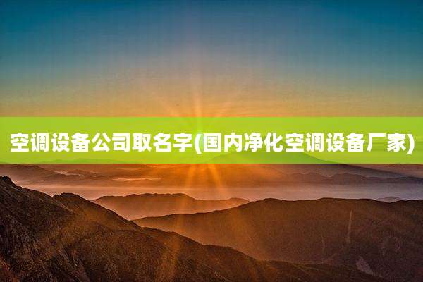 空调设备公司取名字(国内净化空调设备厂家)