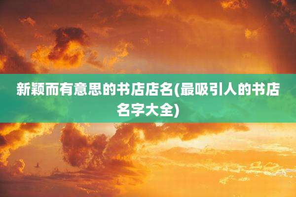 新颖而有意思的书店店名(最吸引人的书店名字大全)