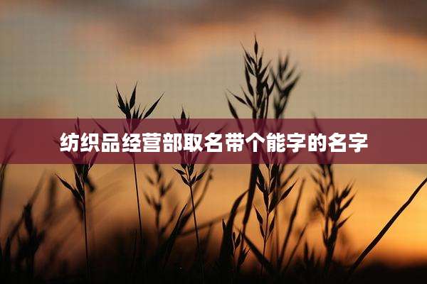 纺织品经营部取名带个能字的名字
