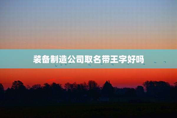 装备制造公司取名带王字好吗