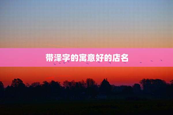 带泽字的寓意好的店名