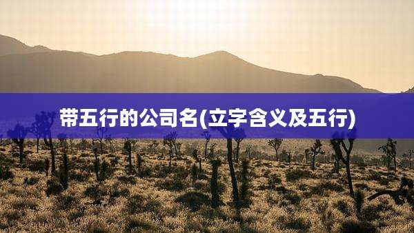 带五行的公司名(立字含义及五行)