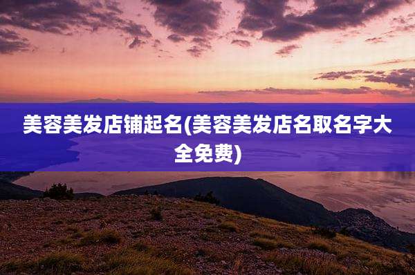 美容美发店铺起名(美容美发店名取名字大全免费)
