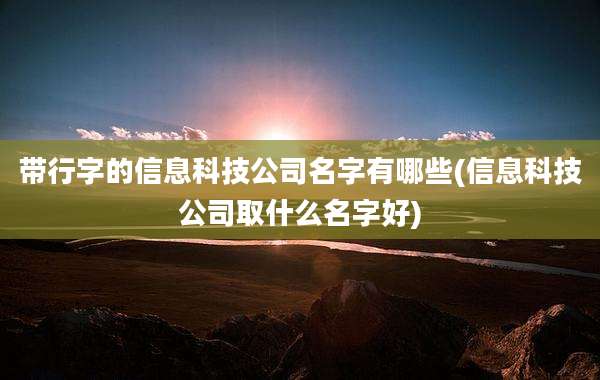 带行字的信息科技公司名字有哪些(信息科技公司取什么名字好)