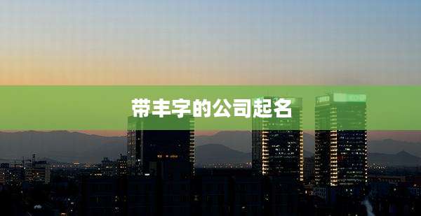 带丰字的公司起名