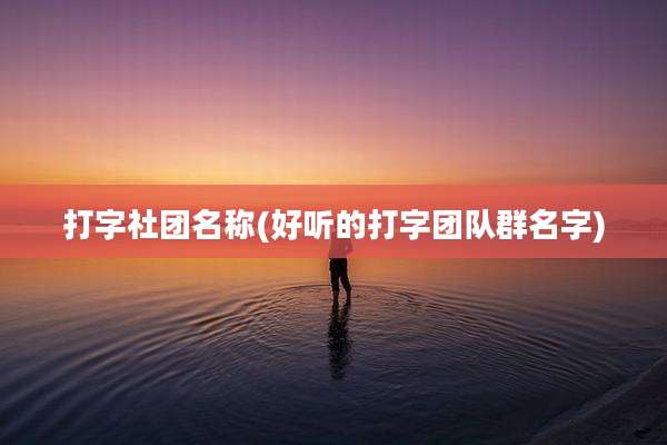 打字社团名称(好听的打字团队群名字)