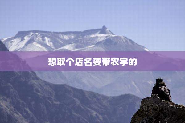 想取个店名要带农字的