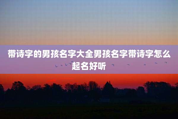 带诗字的男孩名字大全男孩名字带诗字怎么起名好听