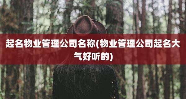 起名物业管理公司名称(物业管理公司起名大气好听的)