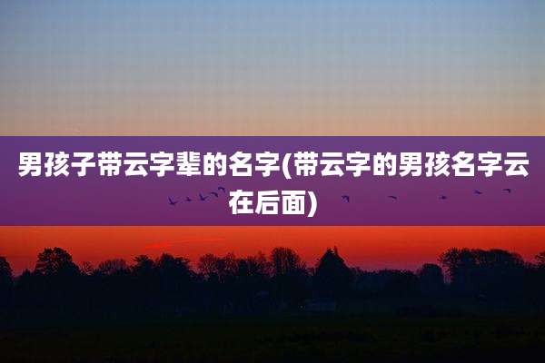男孩子带云字辈的名字(带云字的男孩名字云在后面)