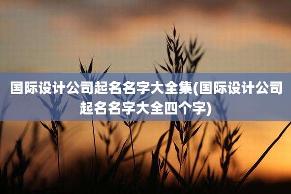 国际设计公司起名名字大全集(国际设计公司起名名字大全四个字)