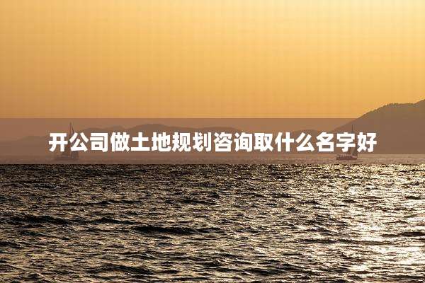 开公司做土地规划咨询取什么名字好