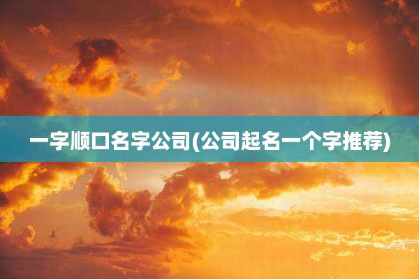 一字顺口名字公司(公司起名一个字推荐)