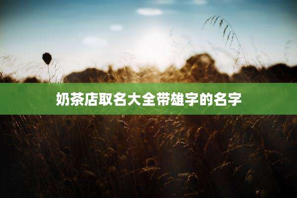 奶茶店取名大全带雄字的名字