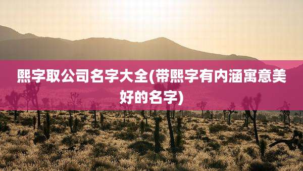 熙字取公司名字大全(带熙字有内涵寓意美好的名字)