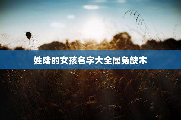姓陆的女孩名字大全属兔缺木