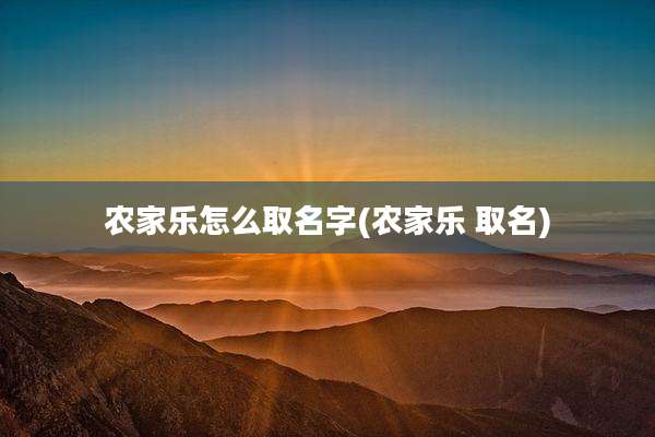 农家乐怎么取名字(农家乐 取名)