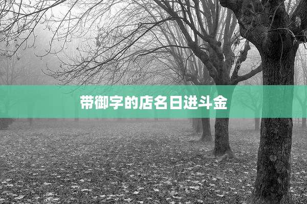 带御字的店名日进斗金