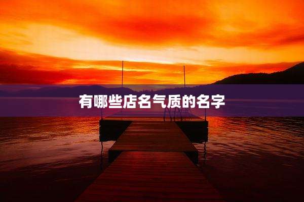 有哪些店名气质的名字