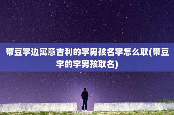 带豆字边寓意吉利的字男孩名字怎么取(带豆字的字男孩取名)