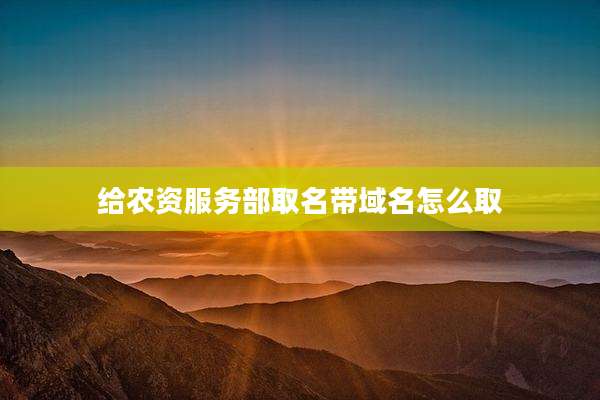 给农资服务部取名带域名怎么取
