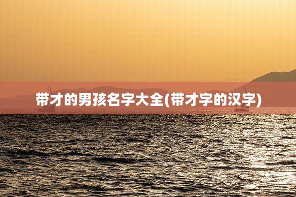 带才的男孩名字大全(带才字的汉字)