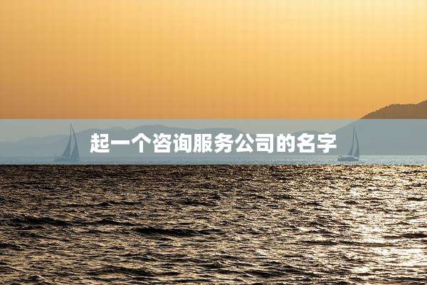起一个咨询服务公司的名字