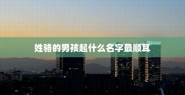 姓骆的男孩起什么名字最顺耳