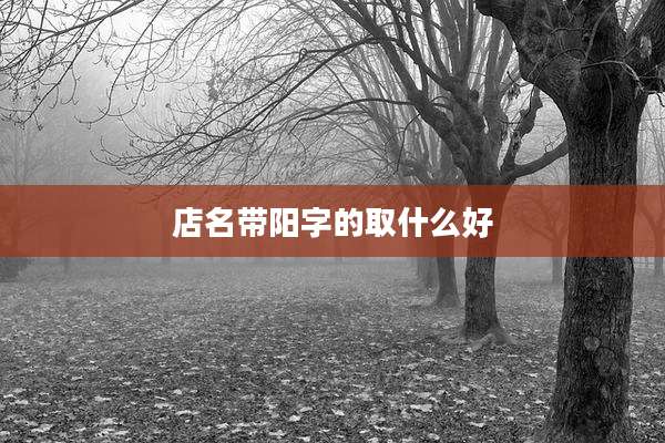 店名带阳字的取什么好