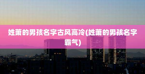 姓萧的男孩名字古风高冷(姓萧的男孩名字霸气)