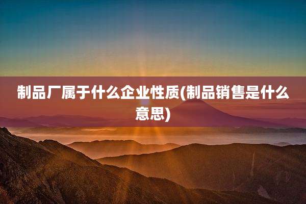 制品厂属于什么企业性质(制品销售是什么意思)