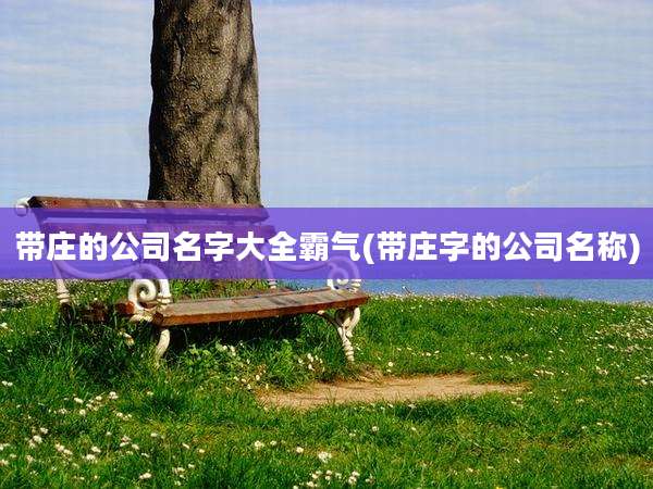 带庄的公司名字大全霸气(带庄字的公司名称)