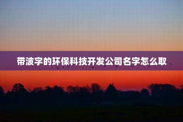 带波字的环保科技开发公司名字怎么取