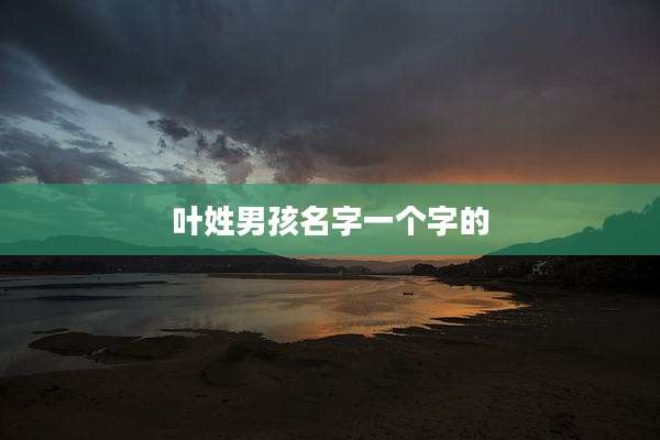 叶姓男孩名字一个字的