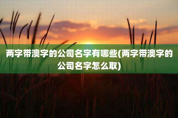 两字带澳字的公司名字有哪些(两字带澳字的公司名字怎么取)