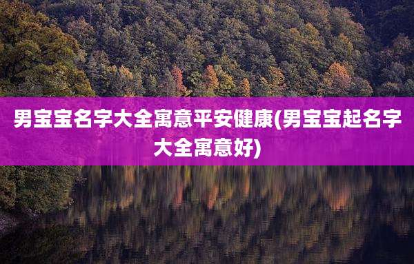 男宝宝名字大全寓意平安健康(男宝宝起名字大全寓意好)