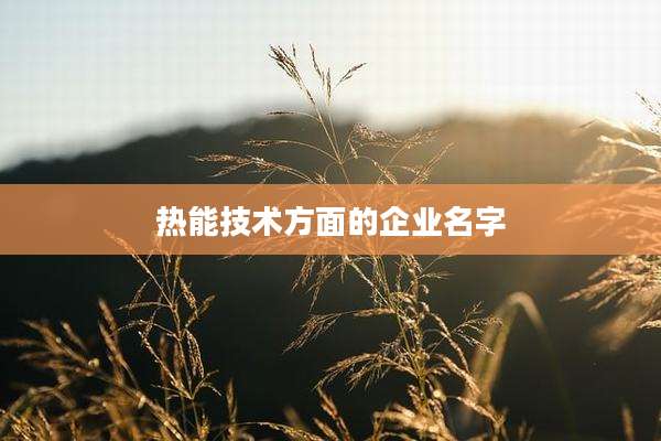 热能技术方面的企业名字