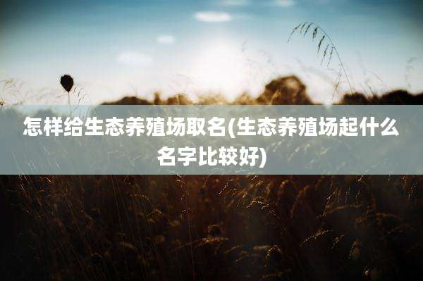 怎样给生态养殖场取名(生态养殖场起什么名字比较好)