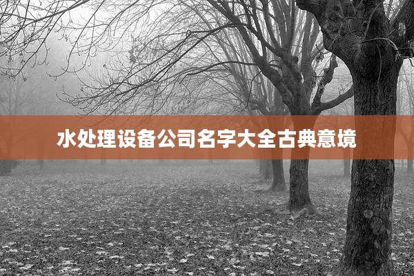 水处理设备公司名字大全古典意境