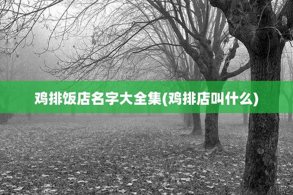 鸡排饭店名字大全集(鸡排店叫什么)
