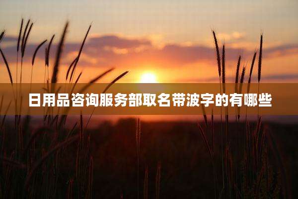 日用品咨询服务部取名带波字的有哪些