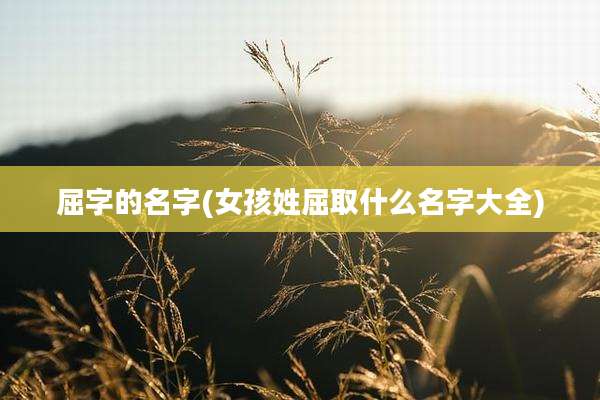 屈字的名字(女孩姓屈取什么名字大全)